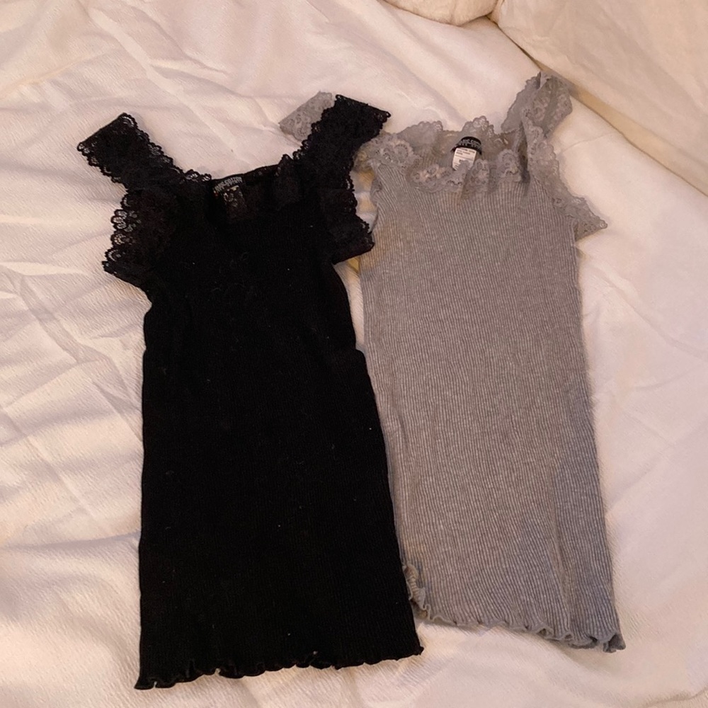 Grey and Black Lace Tanks